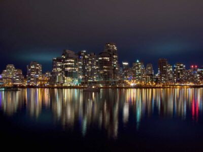 Vancouver skyline at night.