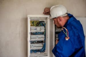 an electrical panel replacement in progres