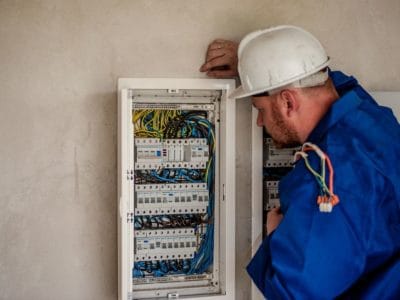 an electrical panel replacement in progres