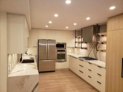 new lighting and electrical work in a modern kitchen