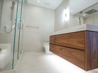 remodeled bathroom with LED lighting