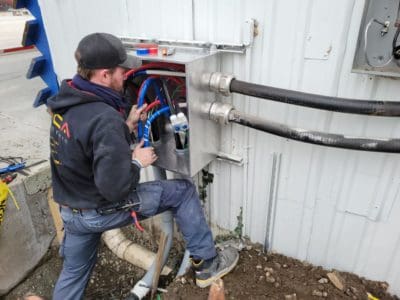 connecting power lines to box