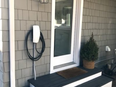 a newly installed Tesla EV charger