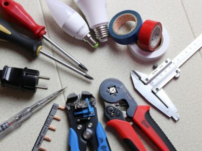 closeup of tools frequently used by an electrician