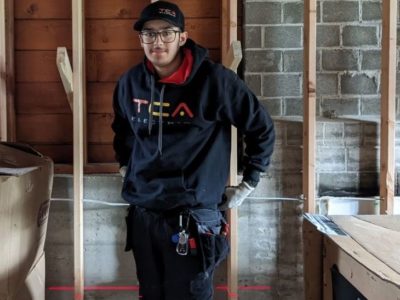 Paneet Arranch on a Vancouver job as an apprentice electrician