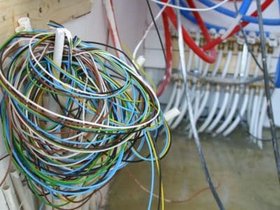 closeup of a bundle of wiring tips for hiring an electrician