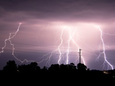 lighting behind power lines, a situation where sump pump backup power is critical