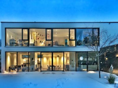 exterior of a modern home powered by a smart electrical panel