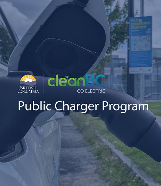 Graphic describing the public charger program from CleanBC