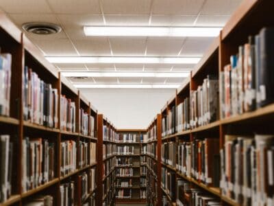 lighting installed in a school library