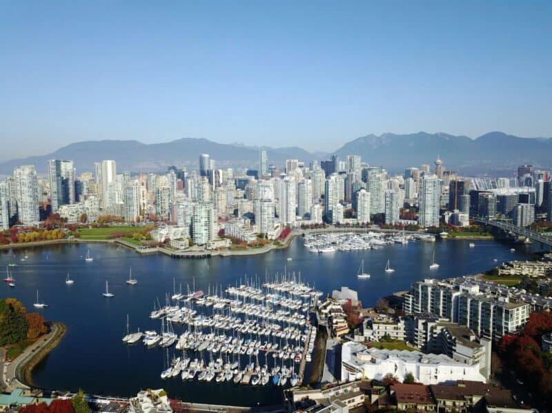 an aerial view of downtown Vancouver, BC