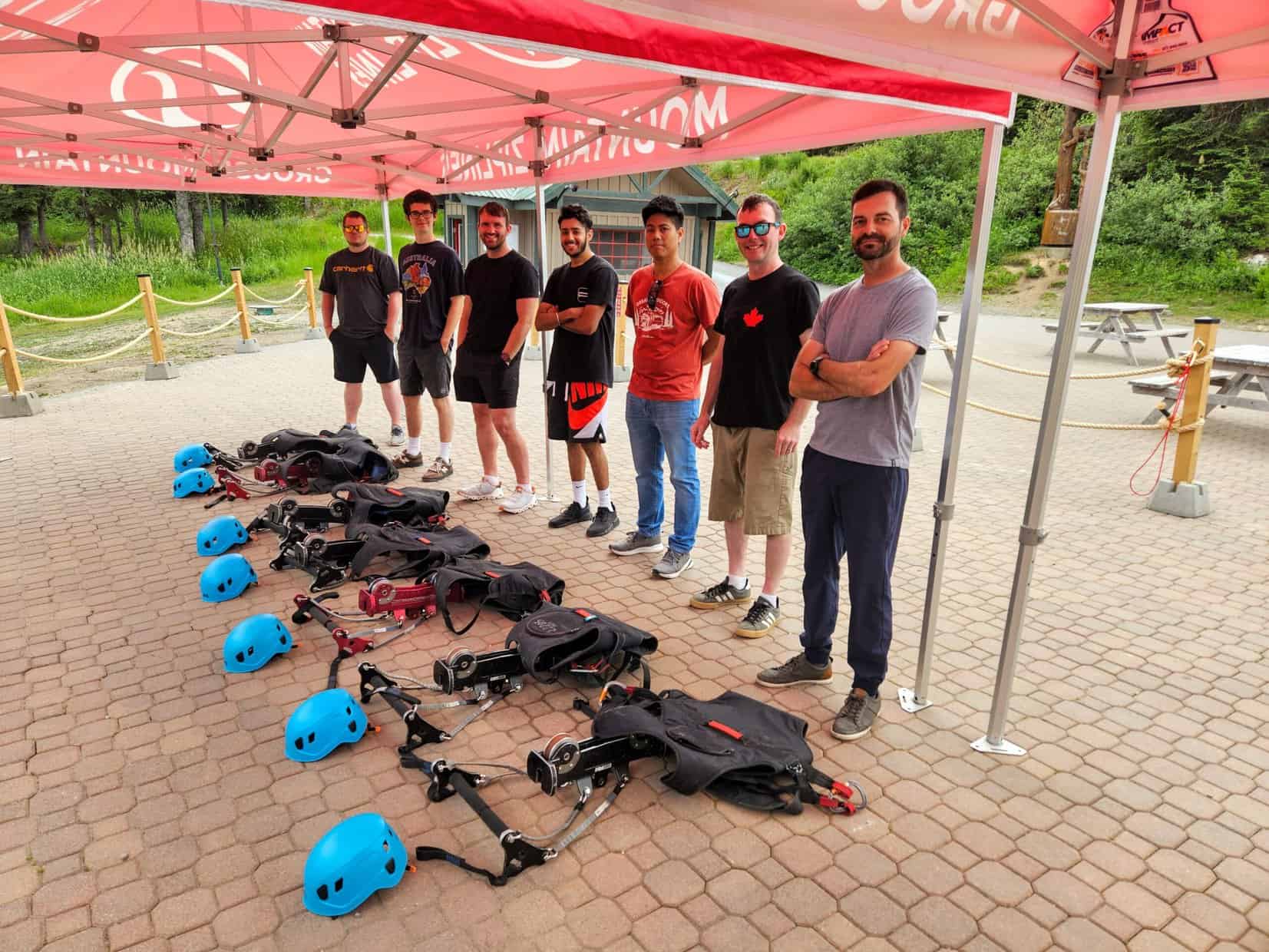 Group picture of TCA Electric Staff preparing to wear hiking gears in Vancouver