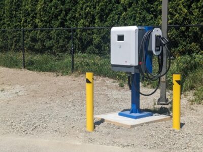Fully installed commercial EV charging station ready for use by TCA Electric in Vancouver
