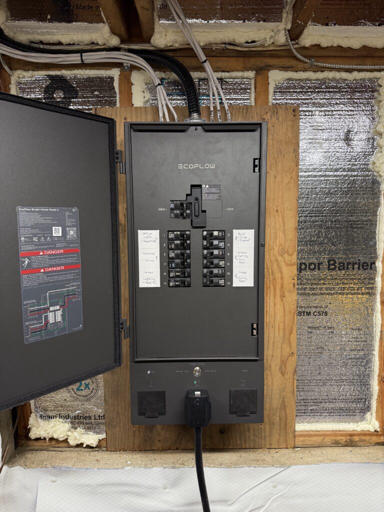 A modern electrical panel installation with labeled circuits and visible wiring, supporting electrical panel replacement Vancouver Canada by TCA Electric
